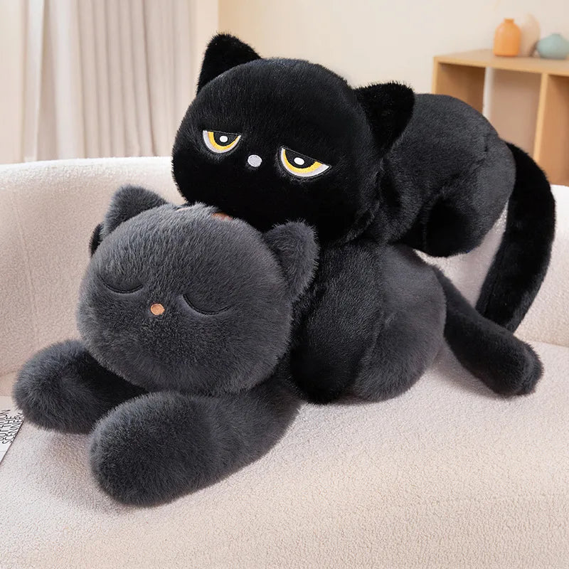Lying Black Cat Pillow Plushies (3 COLORS, 3 SIZES)