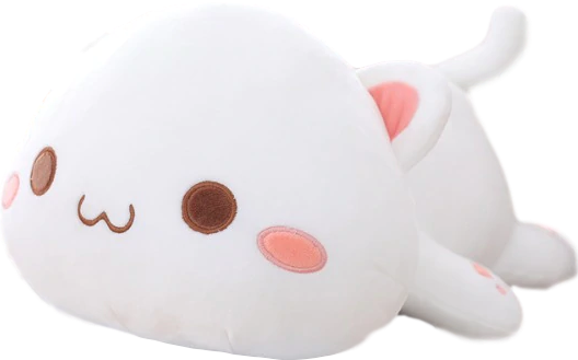 Kawaii Lying Cat Plush 4 VARIANTS 3 SIZES 14 35 cm White