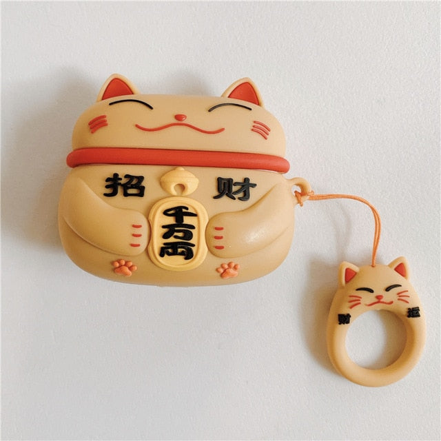 Fortune Cat For AirPods 1 2 3 earphone case AirPods Pro 2Cute cartoon Lucky Kitty  headphone Cover Protect Wireless Headset cover